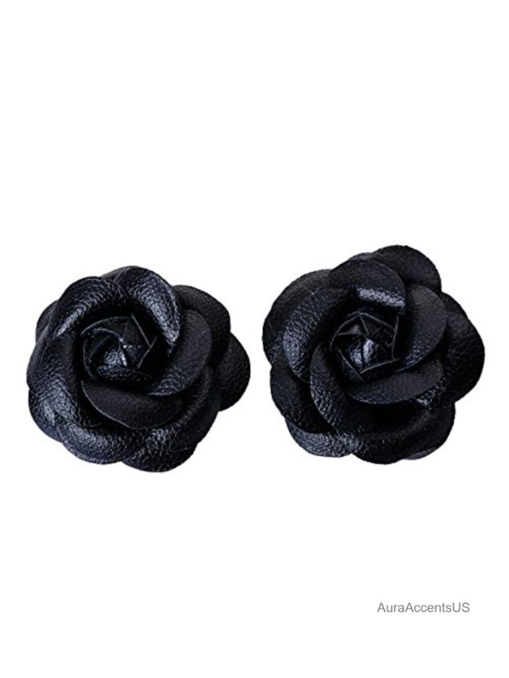 Faux Leather Rose Flower Winter Boots Wedding Sandals Shoe Clips Pair